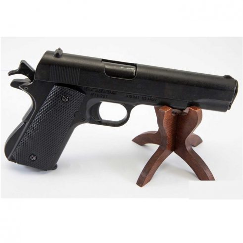 Pistola automática 45 M1911 A1 Fabricada por Colt USA 1911 DENIX. Cachas negras en Plástico Grabado