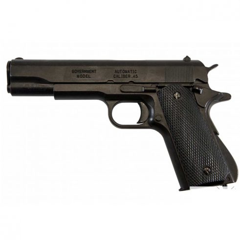 Pistola automática 45 M1911 A1 Fabricada por Colt USA 1911 DENIX. Cachas negras en Plástico Grabado