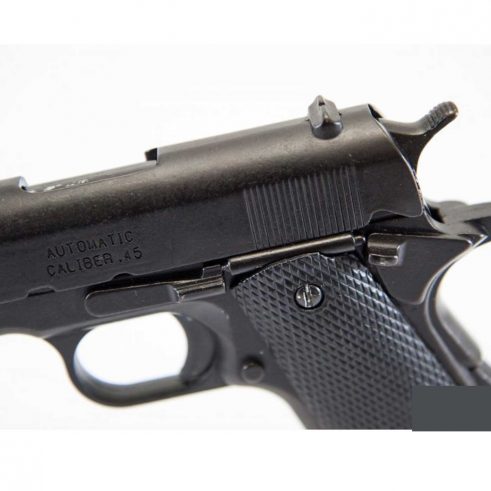 Pistola automática 45 M1911 A1 Fabricada por Colt USA 1911 DENIX. Cachas negras en Plástico Grabado