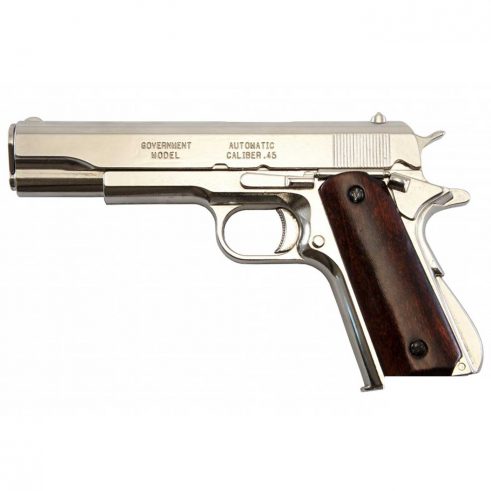 Pistola Automática 45 M1911 A1 USA 1ª y 2ª Guerra Mundial en Plata con Cachas de Madera DENIX Ref 6316Pistola Automática 45 M1911 A1 USA "1ª 𝓨 2ª 𝓖𝓾𝓮𝓻𝓻𝓪 𝓜𝓾𝓷𝓭𝓲𝓪𝓵"Cachas de Madera DENIX Ref 6316 plata