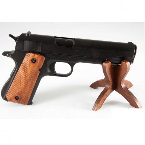 Pistola Automática 45 M1911A1 Negra con Cachas de Madera Grabada 1ª y 2ª Guerra Mundial Ref 8316