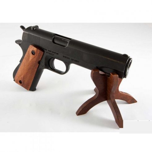 Pistola Automática 45 M1911A1 Negra con Cachas de Madera Grabada 1ª y 2ª Guerra Mundial Ref 8316