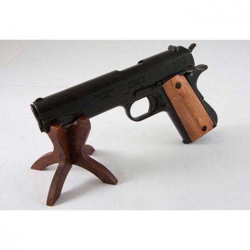 Pistola Automática 45 M1911A1 Negra con Cachas de Madera Grabada 1ª y 2ª Guerra Mundial Ref 8316