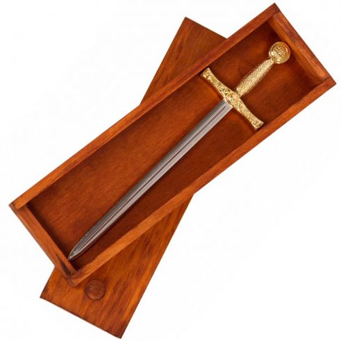 Abrecartas espada Excalibur oro/plata con caja madera DENIX