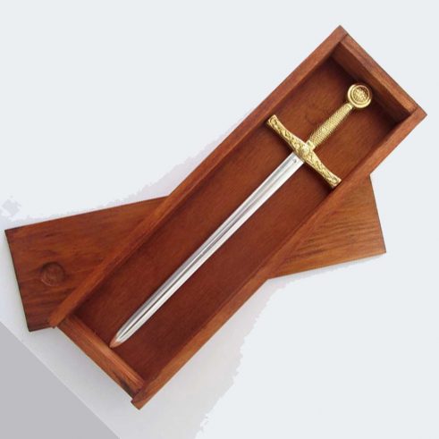 Abrecartas espada Excalibur oro/plata con caja madera DENIX