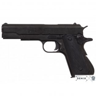 Pistola automática 45 M1911 A1 Fabricada por Colt USA DENIX Cachas Plástico Negro REf 1312