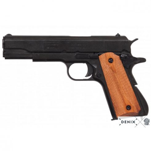 Pistola automática 45 M1911 A1 Fabricada por Colt USA Cachas Madera Grabada