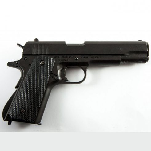 Pistola automática 45 M1911 A1 Fabricada por Colt USA DENIX Cachas Plástico Negro REf 1312