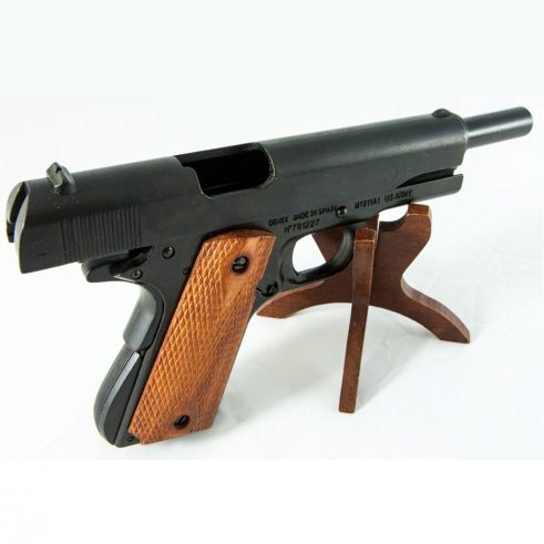 Pistola automática 45 M1911 A1 Fabricada por Colt USA Cachas Madera Grabada